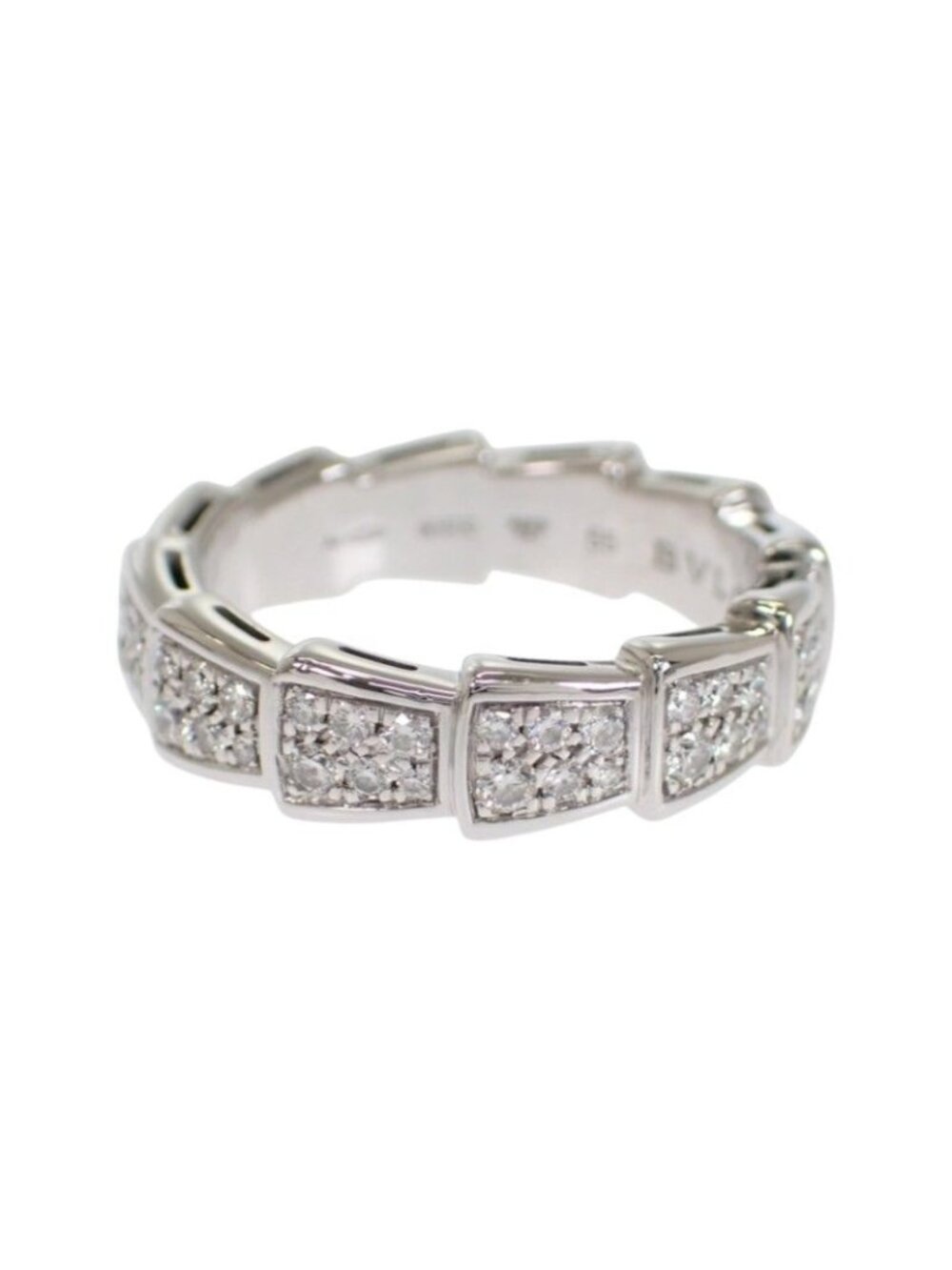 Bvlgari Serpenti Viper Ring 55 18k White Gold Diamond